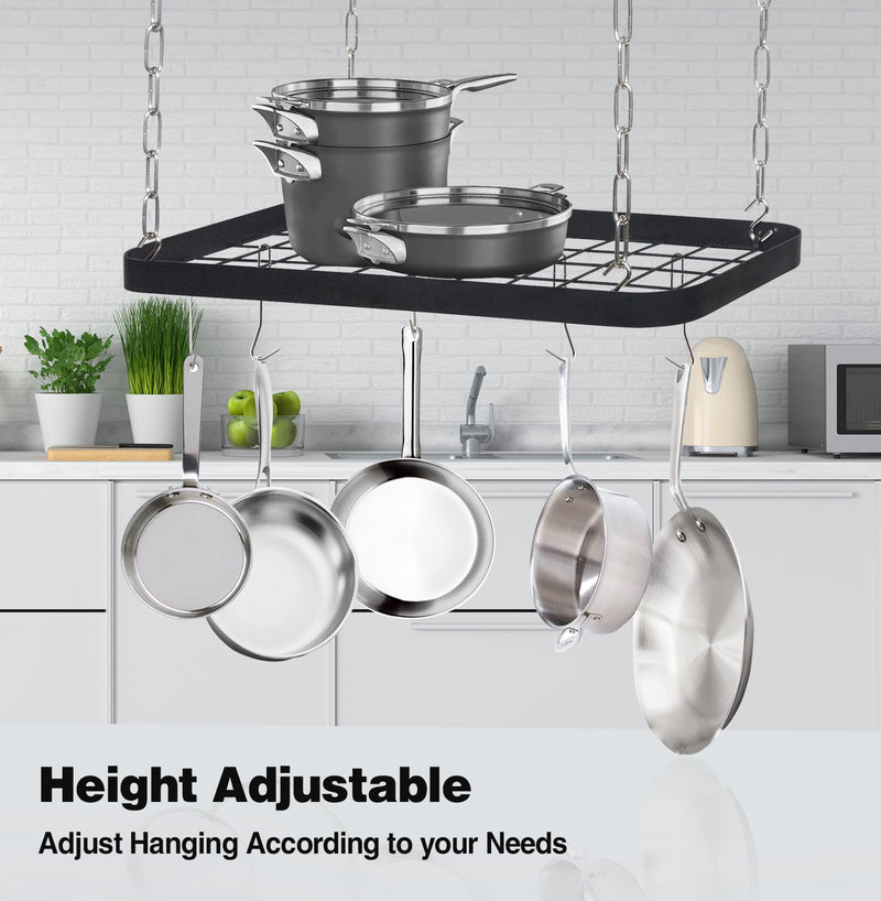 Ceiling Mount Grid Pot Pan Rack with 8 Hooks