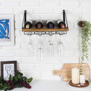Wall Mount Wine Rack with 4 Metal Wire Glass Holder