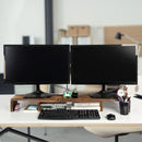 Rustic Torched Wood Dual Monitor Stand