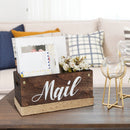 Rustic Torched Wooden Tabletop Mail Organizer Box for Entryways