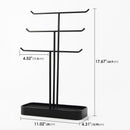 3 Tier Black Metal Jewelry Display Treer Stand with Tray Storage