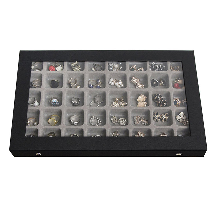 40 Compartments Jewelry Display Storage Box with Acrylic Cover
