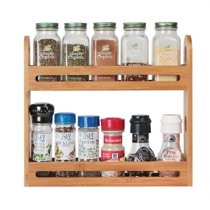 2 Tier Bamboo Spice Bottle Rack