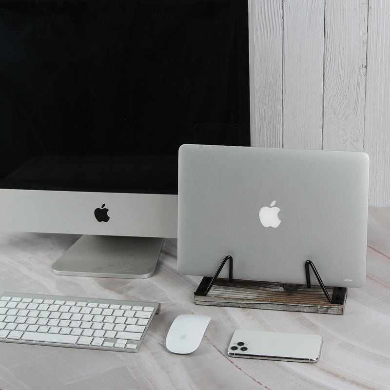 Rustic Wood Adjustable Vertical Monitor Laptop Stand