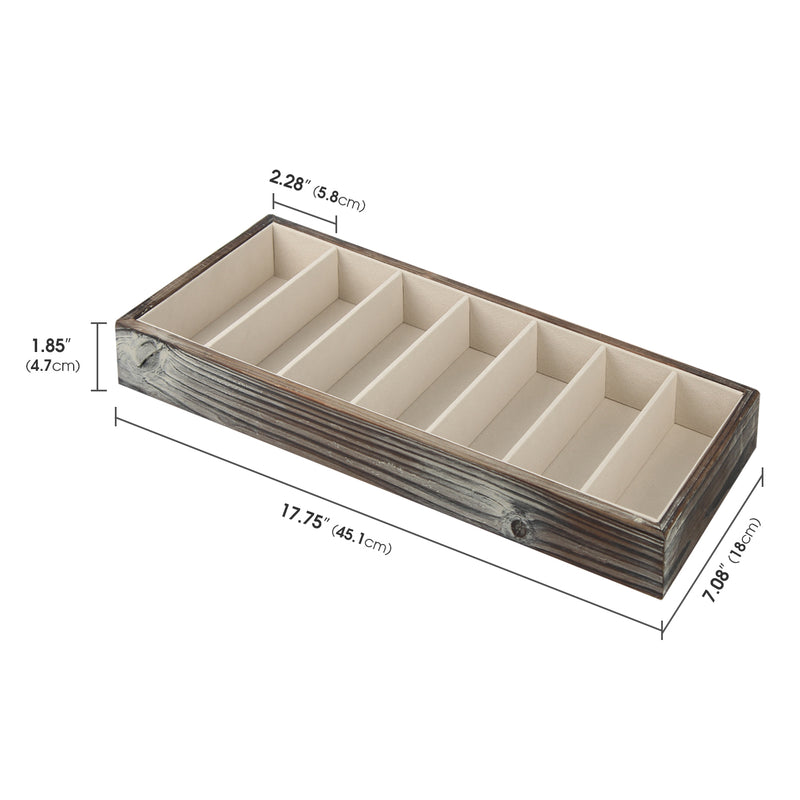 7 Compartment Rustic Wood Sunglass Display Organizer