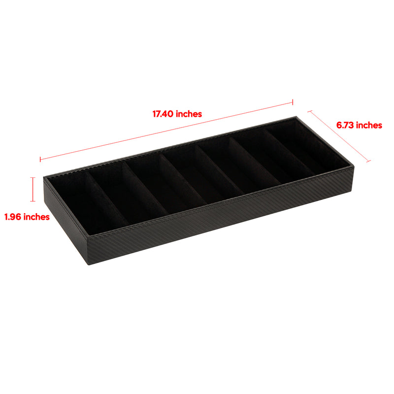 7 Compartment Black Leather Sunglass Organizer