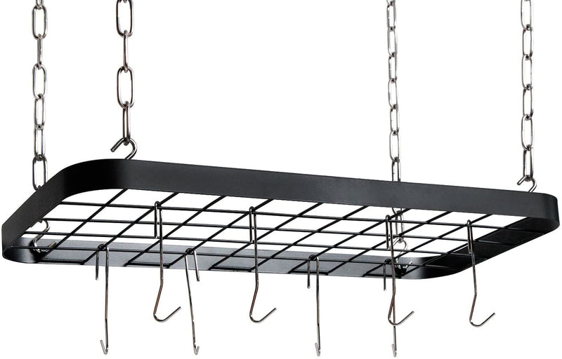 Ceiling Mount Grid Pot Pan Rack with 8 Hooks