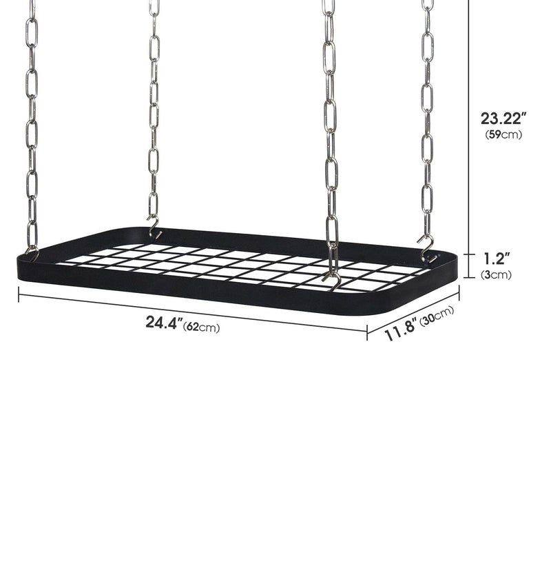 Ceiling Mount Grid Pot Pan Rack with 8 Hooks
