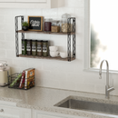 2 Tier Wall Mount Rustic Wood Shelves