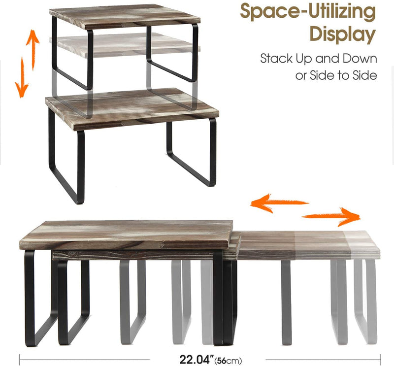 Set of 2 Stackable Kitchen Cabinet Shelf