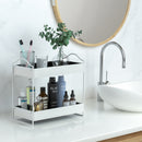 2 Tier White Bathroom Leather Storage Rack