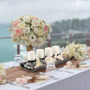 Votive Candle Holder Ceterpiece with 4 Glass Candle Inserts