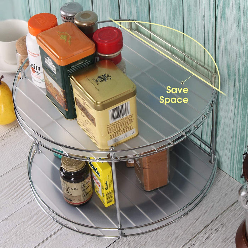 2 Tier Lazy Susan Turntable Cabinet Organizer