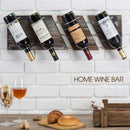 Set of 3 Rustic Wood and Metal Wine Rack for 4 Bottles