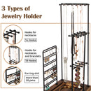 Jewelry Tree Organizer Display Stand (Black Metal with Rustic Tray)