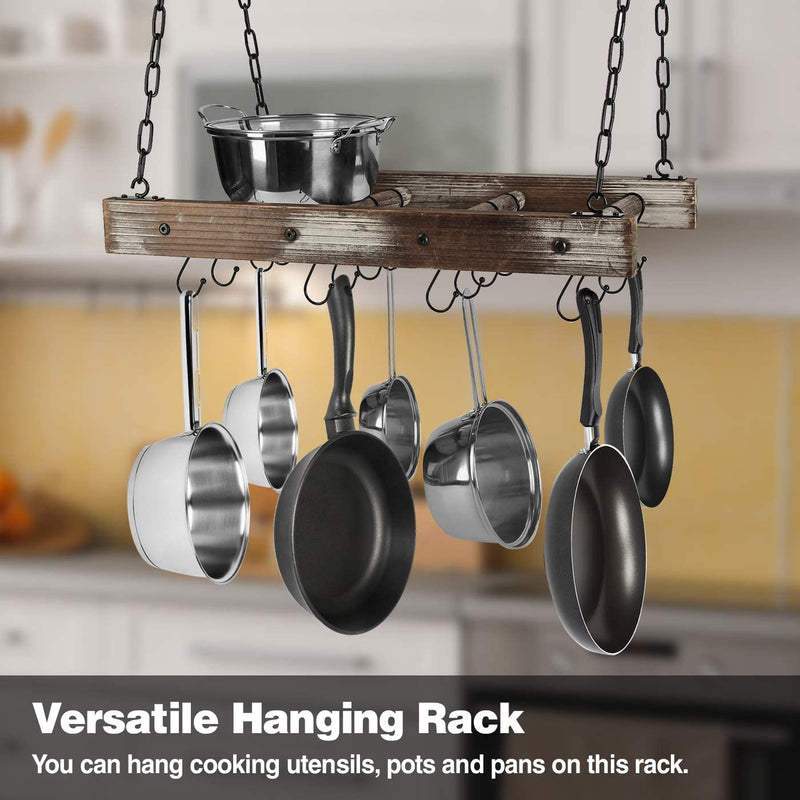 Rustic Wood Pot Pan Ceiling Rack with 16 Hooks – J JACKCUBE DESIGN