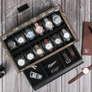 Rustic Wood Watch Box with 12 Compartment Slot