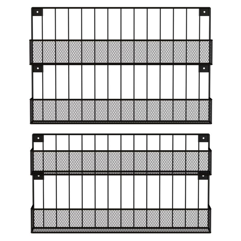 Set of 2 Wall Mount Spice Bottle Rack (2 Tier)