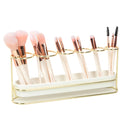 Makeup Brush Holder- Gold and White