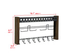 Torched Wood Jewelry Organizer Wall Mount with Metal Hooks