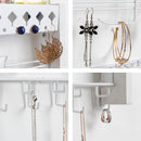 White Wood Jewelry Organizer Wall Mount with Metal Hooks