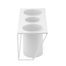 Wall Mount White Hair Dryer Holder Stand with 3 Compartments