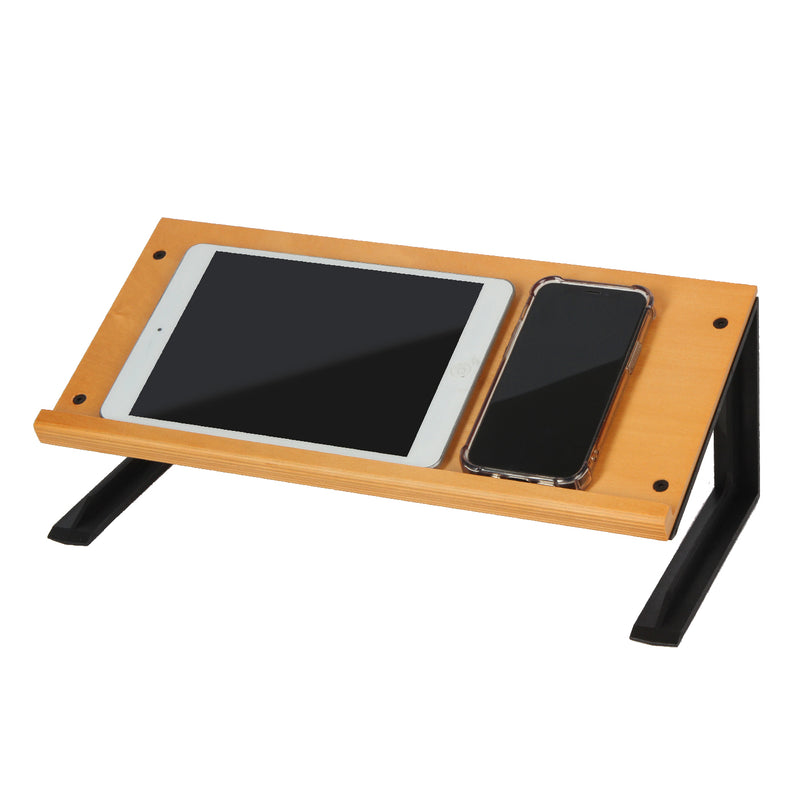 Wide Wooden Tablet, Book Stand for Desk with Black Plastic Legs