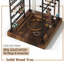 Jewelry Tree Organizer Display Stand (Black Metal with Rustic Tray)