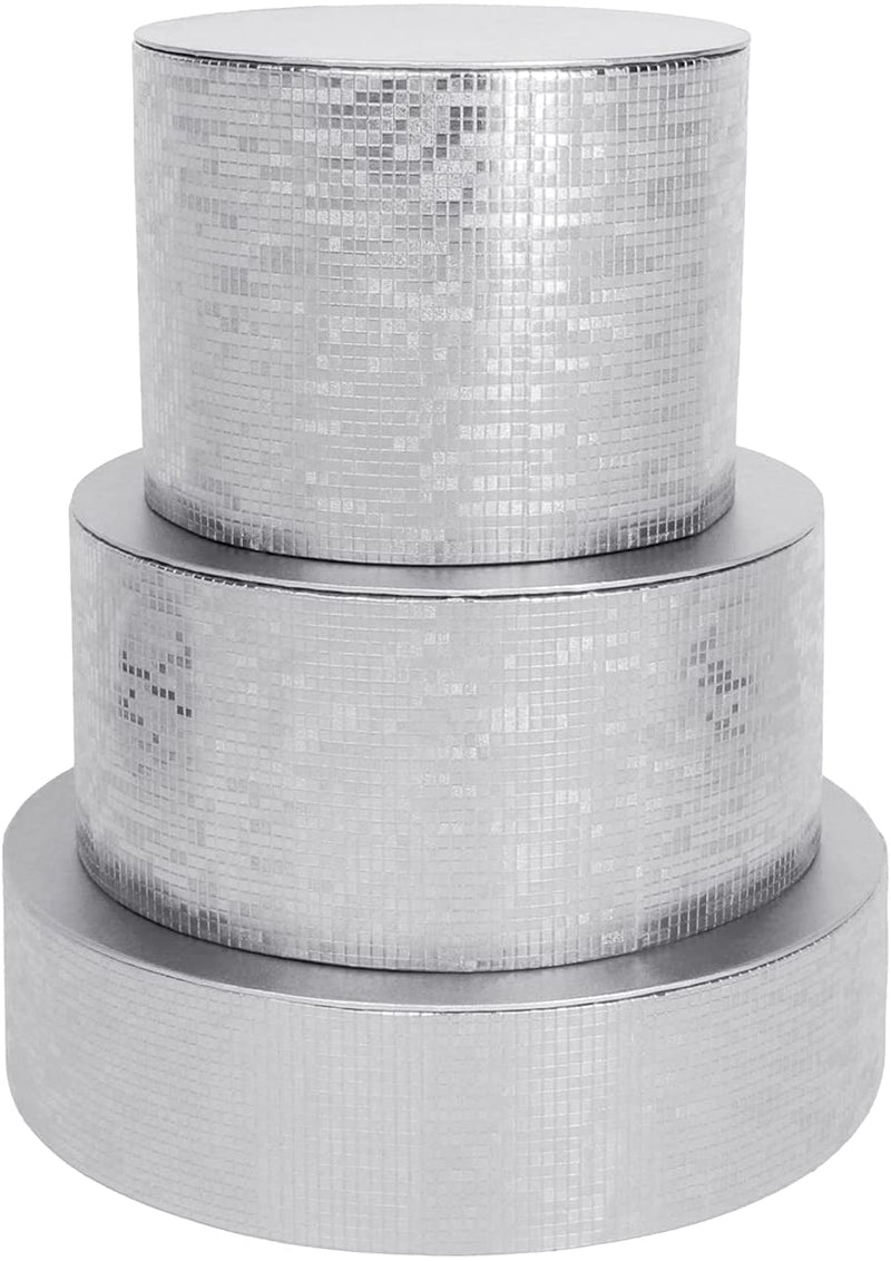 Set of 3 Silver Cake Display Stand Tray - (8inch, 10inch, 12inch)