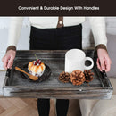 Rustic Wood Serving Tray with Metal Handles