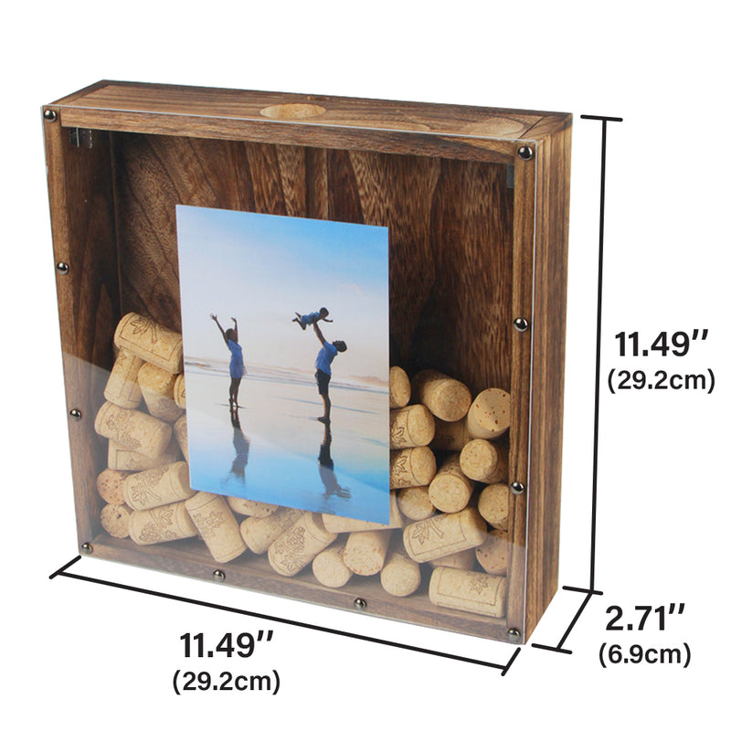 Rustic Wood Wine Cork Shadow Box Holder Frame