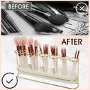 Makeup Brush Holder- Gold and White