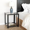 2 Tier Glass Black Square End Side Table