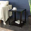 2 Tier Glass Black Square End Side Table