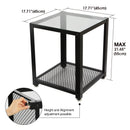 2 Tier Glass Black Square End Side Table