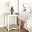 2 Tier Glass White Square End Side Table