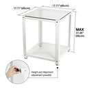 2 Tier Glass White Square End Side Table