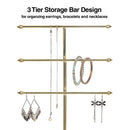 3 Tier Gold Metal Jewelry Display Stand with Marble Tray