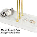3 Tier Gold Metal Jewelry Display Stand with Marble Tray