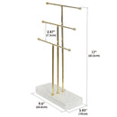 3 Tier Gold Metal Jewelry Display Stand with Marble Tray