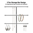 3 Tier Silver Metal Jewelry Display Stand with Marble Tray