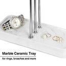 3 Tier Silver Metal Jewelry Display Stand with Marble Tray