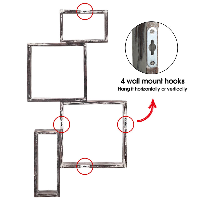 4 Cube Wall Mounted Rustic Floating Shelves