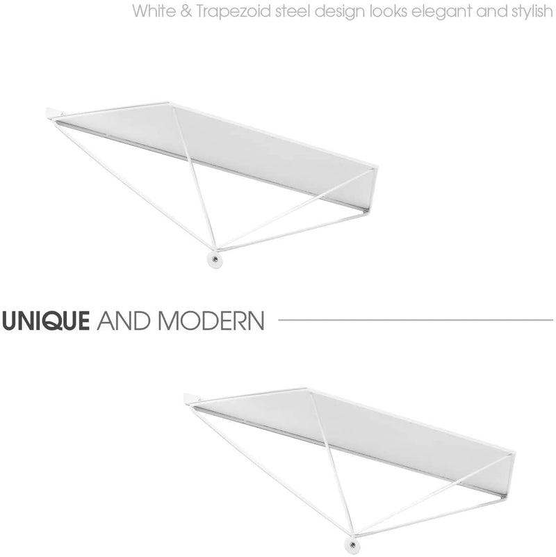 Set of 2 White Metal Wall Mount Floating Shelves