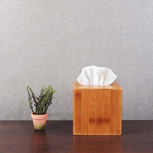 Set of 2 Bamboo Square Tissue Box Holder Cover