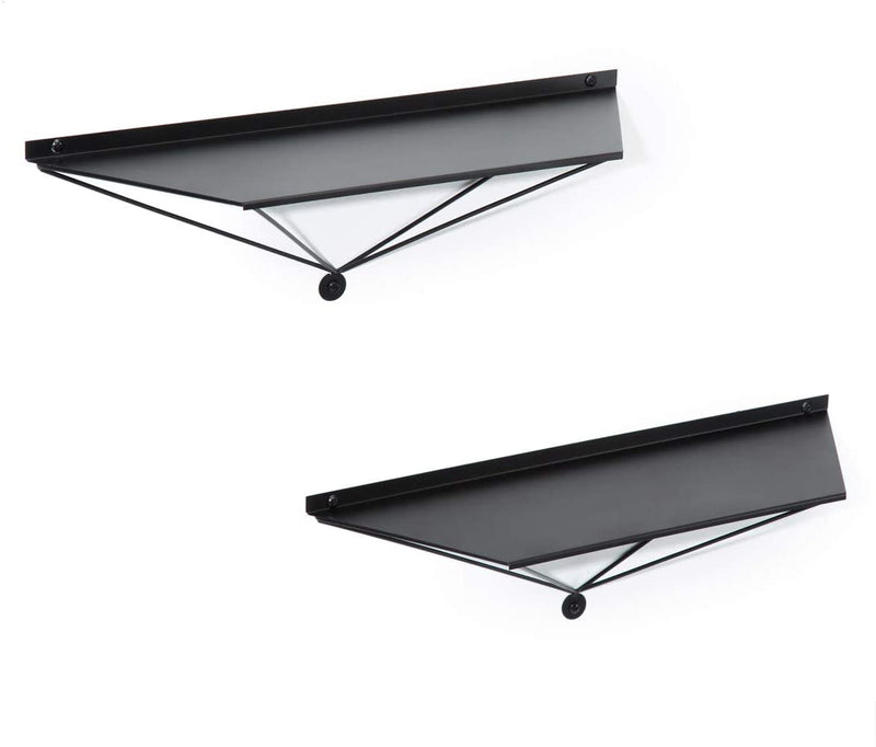 Set of 2 Black Metal Wall Mount Floating Shelves