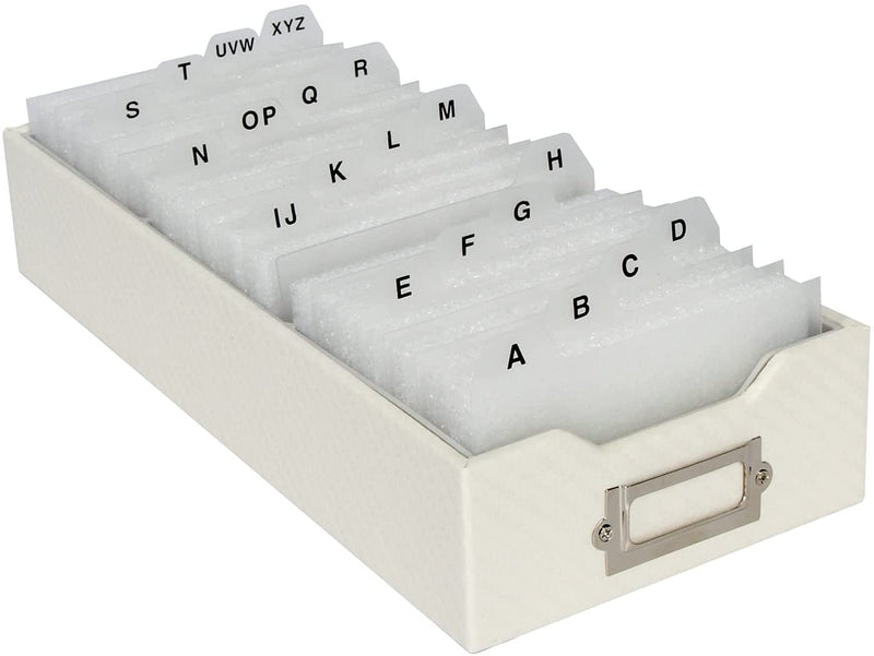 Carbon Fiber Business Card Organizer with Removable Divider (White)