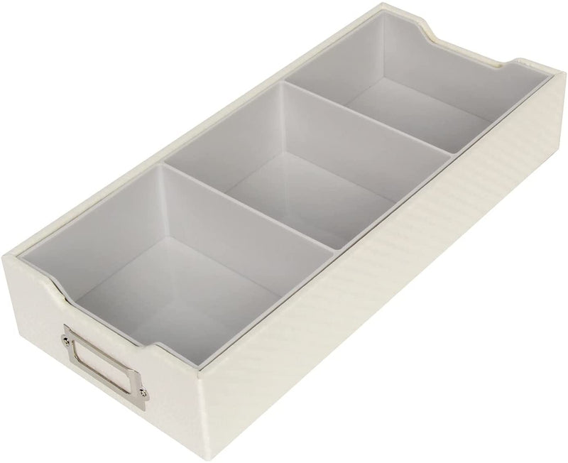 Carbon Fiber Business Card Organizer with Removable Divider (White)