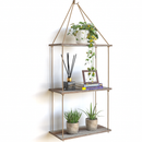 Set of 3 Rustic Wood Rope Hanging Shelves