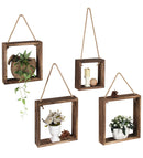 Set of 4 Brown Floating Square Shelves
